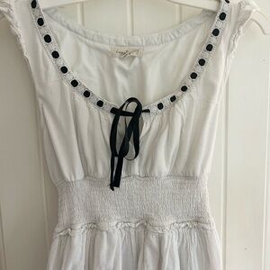 Kingston Grey White Maxi Dress with Lace Detail and Black Lace Accent